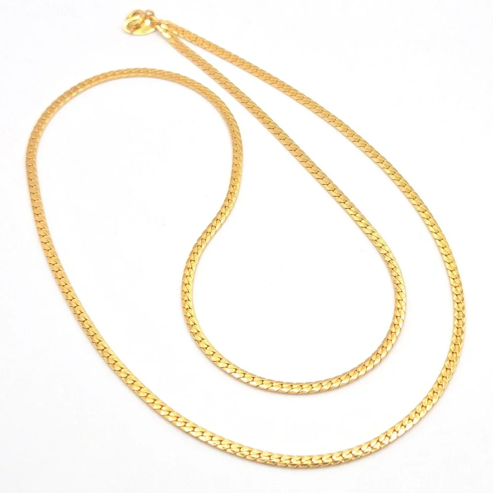AVON Shiny Gold‎ Tone Flat Herringbone 24 Inch Chain Spring Ring Clasp